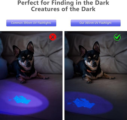 XLENTGEN 365nm High Power Black Mirror UV Light Detection Flashlight, UV Blacklight Light USB Rechargeable, Pet Urine Detector, Resin Curing, Blood Tracking, Appraisal, Fluorescent Detection