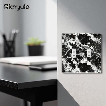 Black White Marble Pattern Acrylic Wall Plate Cover Switch Plate Covers Cover Light Switch Cover Switch Cover Decorative Double Gang Toggle Outlet Covers Switch Cover