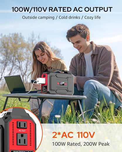 Apowking Solar Powered Generator 200W Peak/100W Rated, Portable Power Station with Solar Panels 40W Included, 146Wh Solar Power Bank with AC Outlet 110V for Home Use Camping Outdoor Adventure