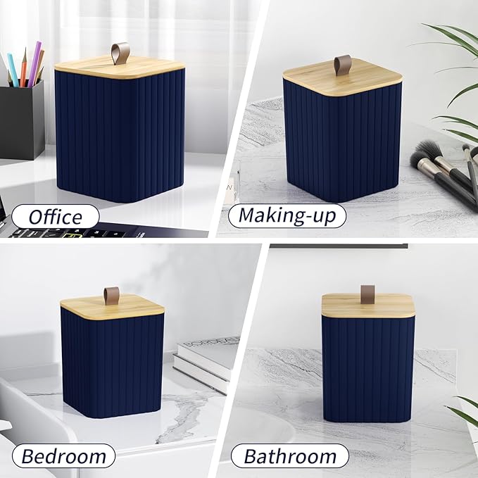 Bathroom Accessory Set - Navy Blue Bathroom Set, 27PC Bathroom Accessories Set, Bathroom Sets with Shower Curtain and Rugs, Mini Trash Can, Toilet Brush, Trash Can & Soap Dispenser