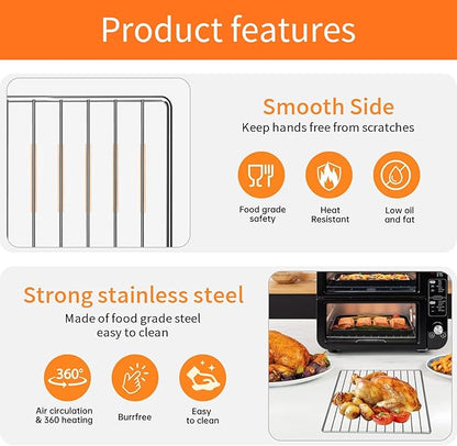 Wire Rack for Ninja DCT451 12 in 1 Smart Double Oven, 13''×12.4'' Stainless Steel Toaster Oven Replacement Parts Accessories Dehydrator Grill Rack for DCT601 DCT651 DCT401 DCT402BK Double Oven