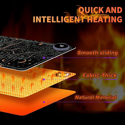 Heated Mouse Pad 31.5x13 in 3-Temp Fast Heating Desk Mat with Auto Timer Warmer for Hands Wrist Pain Relief Waterproof Keyboard Mat for Office, Gaming, Home, Moonlit Tree Art