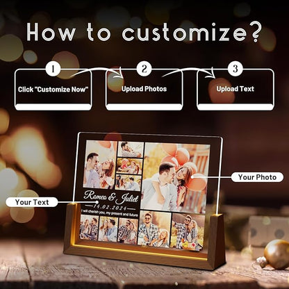 Photo Decorative Plaque Personalized Gifts, Custom Gifts for Him Her, Customized Picture Frame for Boyfriend Girlfriend Couples Wife Women on Anniversary Birthday
