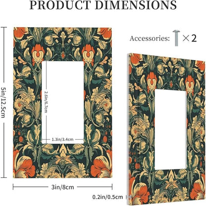 Decorative Outlet Covers William Morris Abstract Floral Plant Pattern Orangeyellowgreen 1 Gang Single Rocker Light Switch Cover Plate Wall Plates GFCI Faceplate for Bedroom living Room Decor