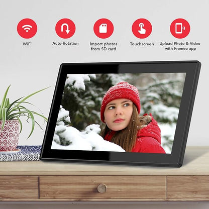 15.6 Inch 16GB WiFi Picture Frame with FHD 1920x1080 IPS Display,Touch Screen,Send Photos or Small Videos from Anywhere in The World, Wall Mountable, Portrait and Landscape(Black)