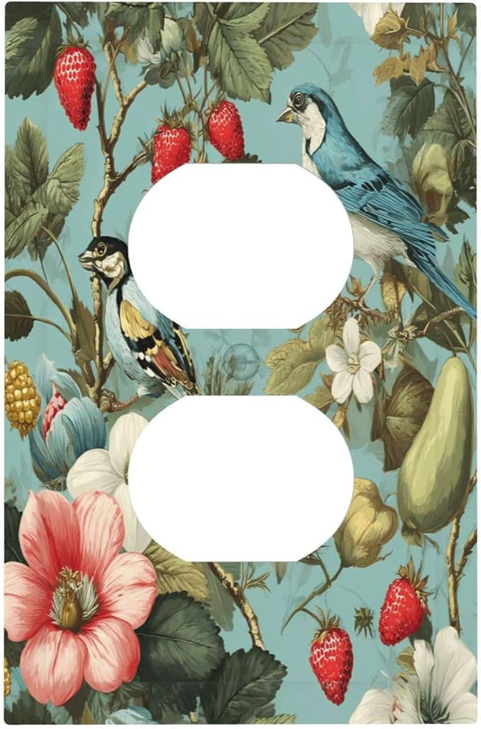 William Morris Flower Duplex Outlet Wall Plate Cover Decorative Light Switch Covers Electrical Faceplate Switch Plates for Bathroom Kitchen Home