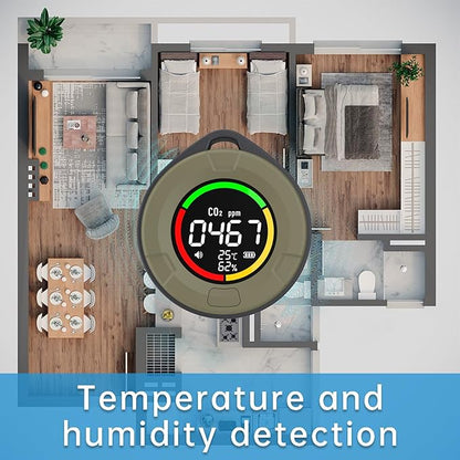 Protmex 4 in 1 Portable Carbon Monoxide Dioxide Detector for Travel, Rechargeable CO and CO2 Monitor Meter Air Quality Monitor with Magnetic Suction, RV CO CO2 Detector Alarm Temp/Humidity Sensor