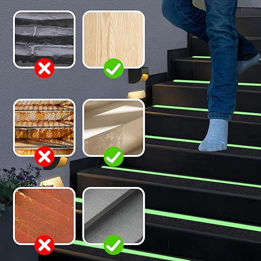 Huakaile Glow in The Dark Tape Anti Slip Grip Tape, 1.96" x 16.4Ft Luminous Reflective Tape, Waterproof Non Skid Traction Tape Strips for Outdoors Steps Indoor Stairs Treads Ladder Floor