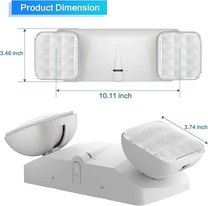 1 Pack LED Emergency Lights, Commercial Lighting for Business, Power Outages, Offices, with Backup Battery (90 Minutes), Wall Mount, Hard Wired, 120-277V, Fire Resistant (94V-0) UL.