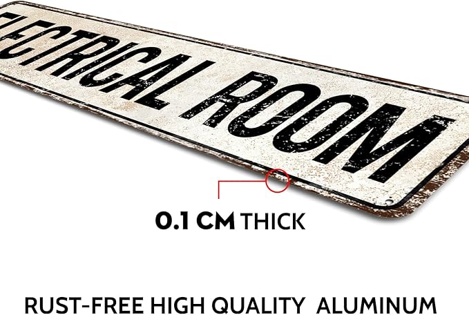 Electrical Room Door/Wall Sign, Sign for Door, Ensures Public Do Not Enter Restricted Areas - Private Access/Authorized Personnel Only, 4" by 16" Tin Sign