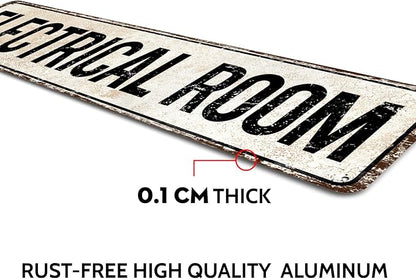 Electrical Room Door/Wall Sign, Sign for Door, Ensures Public Do Not Enter Restricted Areas - Private Access/Authorized Personnel Only, 4" by 16" Tin Sign