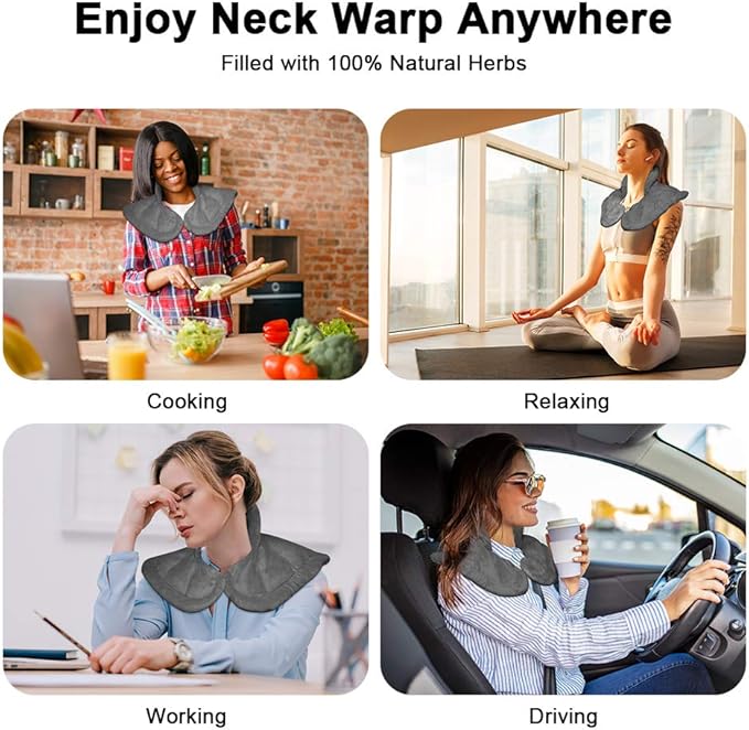 Microwavable Heated Neck Wrap Warmer and Shoulder Weighted Heating Pad Microwave for Hot and Cold Compress