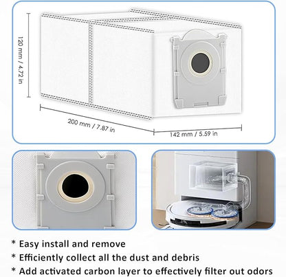 Replacement Parts for ECOVACS DEEBOT T50 Pro Omni/ T50 Omni/ T50 Pro, Accessories including 1 Main Brush, 6 Mop Pads, 4 Dust Bags, 4 HEPA Filters, 4 Side Brushes, 1 Cleaning Tool