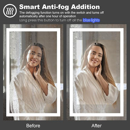 Amorho LED Bathroom Mirror Large 77"x 36" with Front Light and Backlit, Stepless Dimmable Wall Mirrors with Anti-Fog, Shatter-Proof, Memory, 3 Colors, Double LED Vanity Mirror