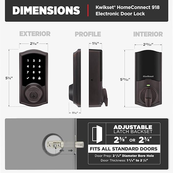 Kwikset HomeConnect 918 Traditional Z-Wave Long Range Enabled Touchscreen Lock Works with Ring Alarm, Samsung SmartThings Hub Required, Sold Separately in Venetian Bronze