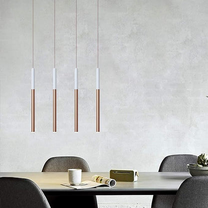 ALTAIR 4 Mini Pendant Lighting White-Copper - LED Hanging Light Fixture for Kitchen Island, Bar, Foyer - Cluster Pendants - Dimmable, Adjustable Wire, Lamp Bulb Included