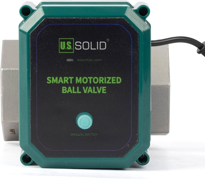 U.S. Solid 1-1/2" Smart Motorized Ball Valve - Remote App Mobile Control Stainless Steel Electrical Ball Valve with Manual Switch, 5V DC USB Connection