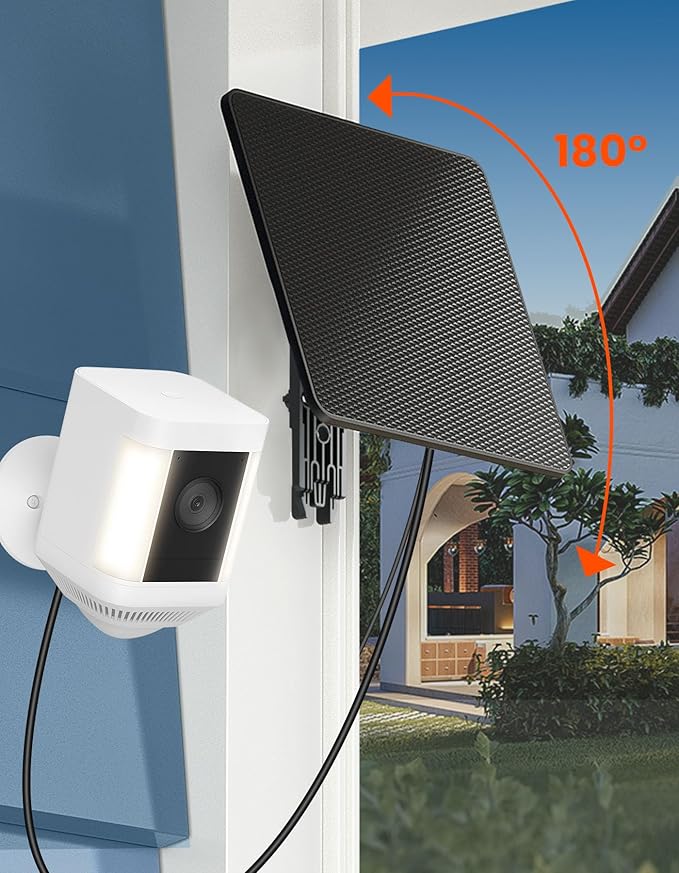 KJK 6W Solar Panel for Ring Camera, Trail Camera Solar Panel Charger with 5000mAh Battery for Game Camera and Security Camera,IP65 Waterproof, 360°Adjustable Bracket, Hunting Essentials