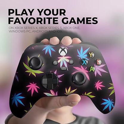 DreamController Neon Weed Custom X-box Controller Wireless compatible with X-box One/Series X/S Proudly Customized in USA with Permanent HYDRO-DIP Printing(NOT JUST A SKIN) (MODDED)