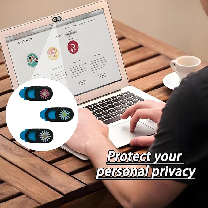3 Pcs Laptop Camera Cover Slide, Ultra Thin Webcam Privacy Cover, Phone Camera Blocker to Protect Privacy for Laptop, Desktop, Tablet, Computer or Smartphone (Daisy)