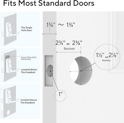 ULTRALOQ Latch 5 World's First Built-in WiFi Smart Lock with NFC, 5-in-1 Keyless Entry with App Control, Smart Door Handle Lock with Touch Digital Keypad, Satin Nickel