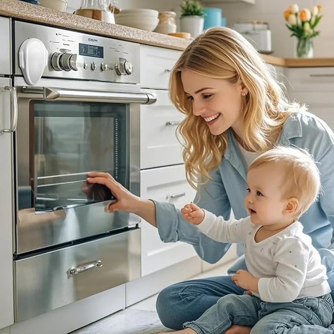 Childproof Oven Door Lock, MCOTOP (2Pack) Oven Safety Lock, Heat-Resistant Material no Tools Need or Drill, Oven Door Lock Child Safety Easy to Install (White)