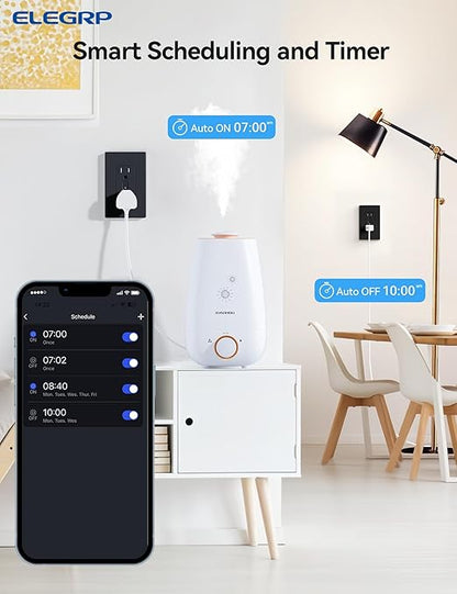 ELEGRP Smart in-Wall Outlet, 2.4GHz Wi-Fi Smart Receptacle Compatible with Alexa and Google Assistant, Tamper Resistant, 2 Individually Controlled Outlets, No Hub Required, UL Listed, Black, 1 Pack