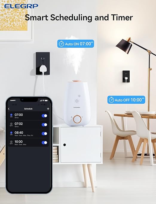 ELEGRP Smart Plug, Smart in-Wall Outlet Compatible with Alexa and Google Assistant, 2.4GHz Wi-Fi Smart Receptacle with Energy Monitoring, No Hub Required, UL Listed, Black, 2 Pack