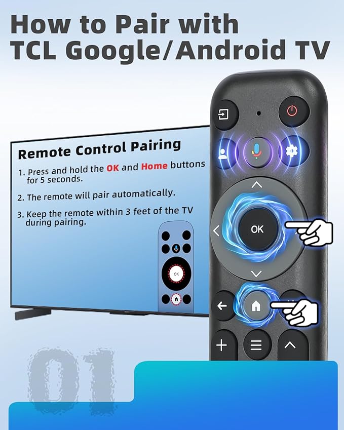 Voice Remote Replacement Compatible with TCL Google TV Remote, for QM8 QM7 Q7 Q6 Q5 S5 S4 S3 Series 4K UHD HDR LED QLED QD-Mini LED Full-HD Smart TVs (Not Applicable to Roku TVs)