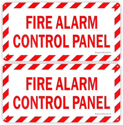 2-Pack Fire Alarm Control Panel Sign， 12"x 6" .04" Aluminum Reflective Sign Rust Free Aluminum-UV Protected and Weatherproof