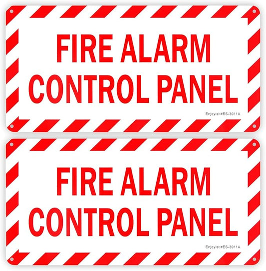 2-Pack Fire Alarm Control Panel Sign， 12"x 6" .04" Aluminum Reflective Sign Rust Free Aluminum-UV Protected and Weatherproof