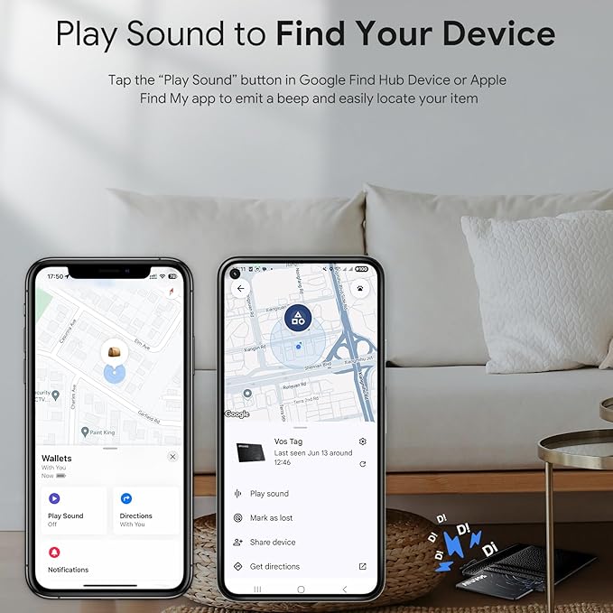 ATUVOS Dual System Air Card Tag Pro 2 Pack, Rechargeable Wallet Tracker Work with Android Google Find Hub or iOS Apple Find My APP (Huawei not Supported), Bluetooth Finder Locator for Wallet/Luggage