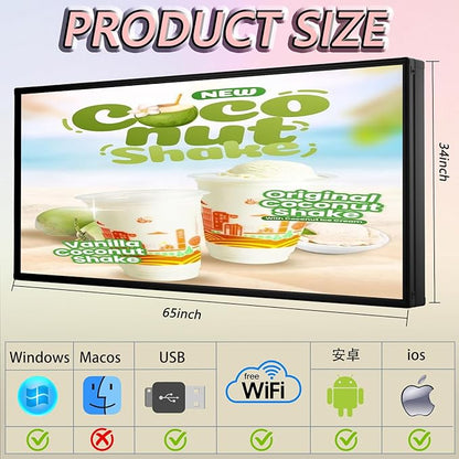 P5 Programmable Outdoor LED Business Sign 65"x34" P5 IP65 Waterproof, WiFi USB Control for Scrolling Text Image Video Advertising Display