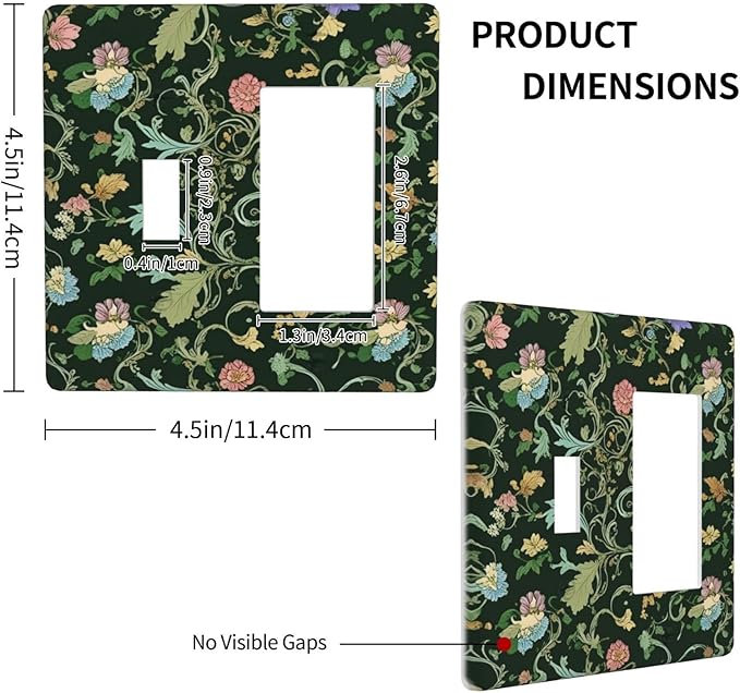 Decorative Outlet Covers Vintage Green Leaf Plant Rustic Pink Flower 2 Gang 1 Gang Wall Plate Cover Single Toggle Rocker Combo Light Switch Cover Plate Face Plate