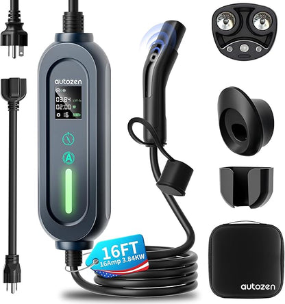 Level 1/2 Tesla Wall Charger, Tesla Portable Home Chargers with NACS Connector, 240V 16Amp, 6-20 Plug & 120V 12Amp, 5-15 Plug, Tesla EV Charger with 16Ft Cable for Models 3/Y/S/X