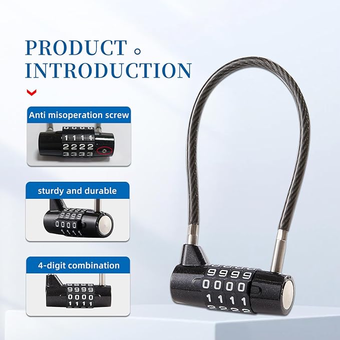Combination Lock Cable Lock with 4 Digits Cabinet Lock with 3.5" Cable Length Twist 3.5" Length Durable Cable Ideal for lockers, Gym, Toolbox, Case Small Size Short Cable (3.5")