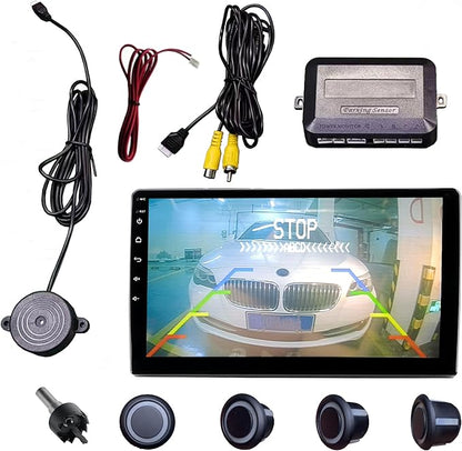 LCD Parking Sensor Kit - Displays Data on Original Screen, Easy Rear Installation, Compatible with All Camera Formats (AHD, CVBS), 18 Probe Colors to Match Any Vehicle