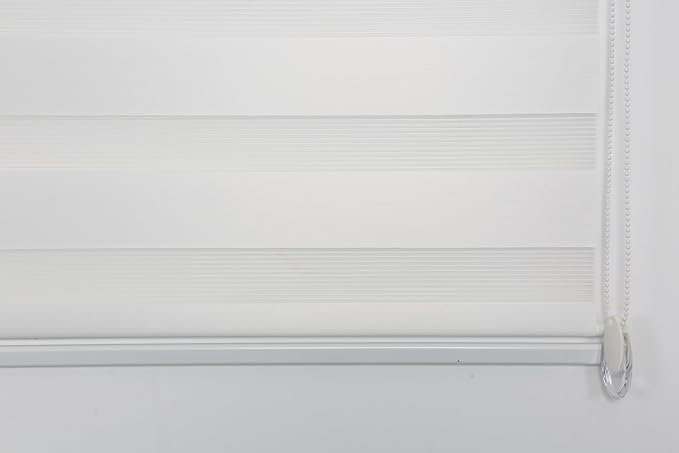 Shadesu Custom Size Zebra Blinds for Windows, 20" W x 72 H, White, Dual Layer Free-Stop Zebra Shades, Light Control for Day and Night, Sheer Blinds for Indoor Windows, Bedroom, Kitchen