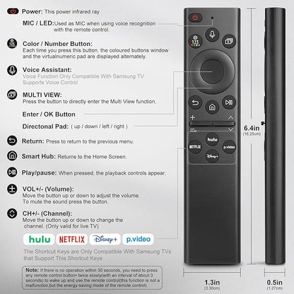 for Samsung-Smart-TV-Remote-Control-Replacement,Universal Remote for 2019 2025 Samsung Frame Curved Crystal Smart TVs, with Voice Control