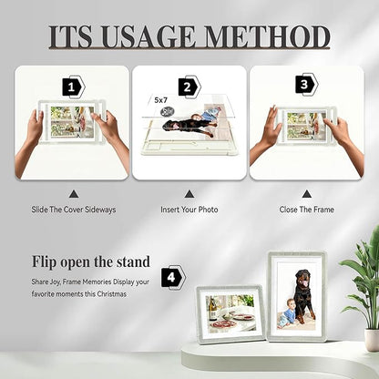 5x7 Picture Frame, Clear Acrylic Photo Frame with White Mat for 4x6 Photos, One-Piece Shatterproof Tool-Free Design, UV-Resistant Waterproof Tabletop Frame for Home Office Decor with 10-Year Warranty