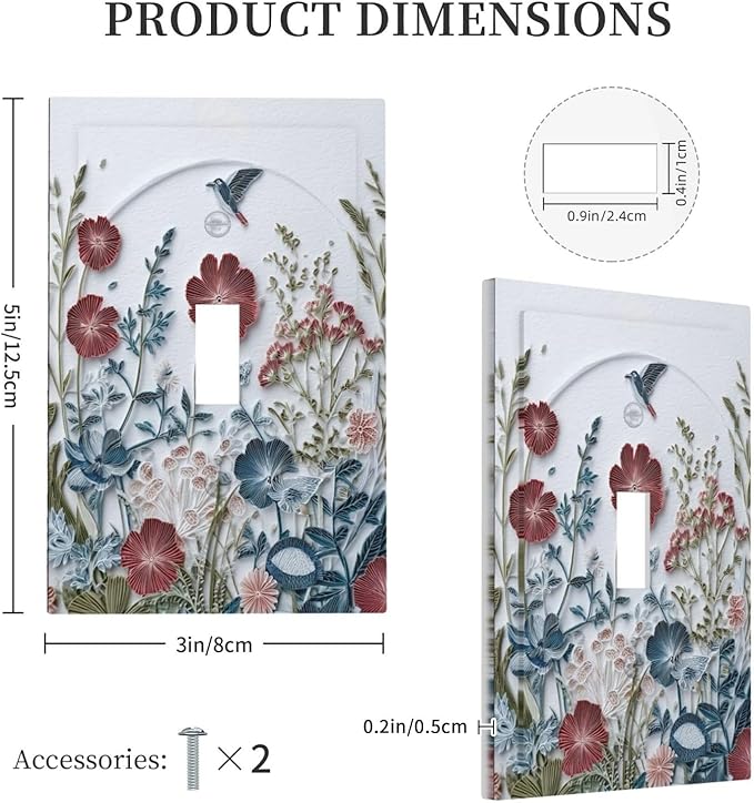 Wildflowers Flowers Floral Plants 1 Gang Single Toggle Wall Plate Cover Decorative Light Switch Covers Electrical Faceplate Switch Plates for Bathroom Kitchen Home