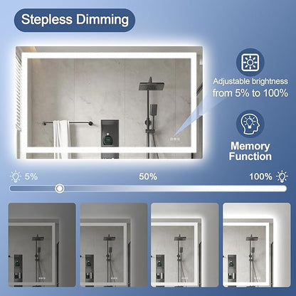 STARLEAD Led-Bathroom-Mirror-with-Lights, 24"X32" Wall-Mounted with 3 Colors Dimmable Light, Bluetooth Speaker, Anti-Fog, Memory, Tempered Glass, Front & Backlit (Horizontal/Vertical)
