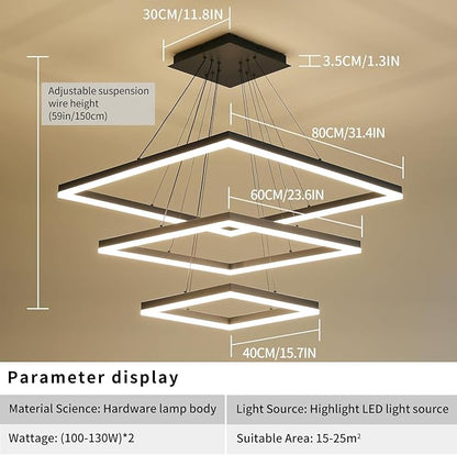 Ceiling Chandelierst, with Remote Control Dimmable 3 Color Mode & Brightness (Warm & Cool & Neutral Light) Ceiling Chandelier, Acrylic Anti-Flicker Dining Light Fixture for Kitchen