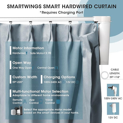 SmartWings Automatic Curtain Opener with Drapery, Motorized Vertical Blinds with Remote, Electric Closet Doors Sliding Panels Compatible with Alexa Google Homekit, 93% Blackout Greyish Blue