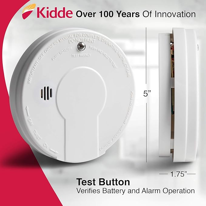 Kidde Smoke Detector, 9-Volt Battery Operated, Photoelectric Smoke Alarm, Battery Included