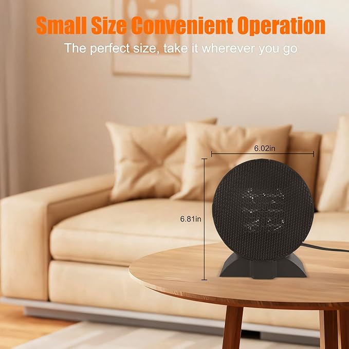 DGE Space Heater 1500W, Portable Electric Heater with Stand and Hanging, with Remote Control Indoor Use, 3 modes, remote Quiet Desktop Heater Suitable for Bedrooms and Offices