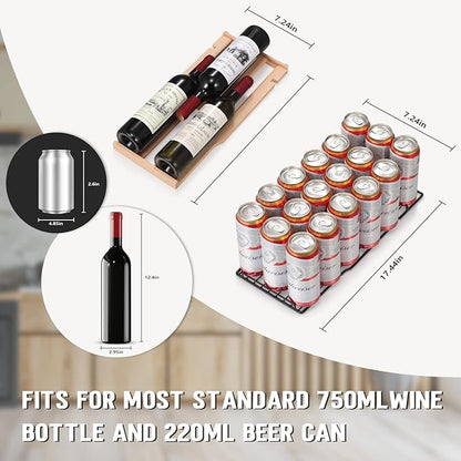 Antarctic Star Wine and Beverage Refrigerator, 24 Inch Dual Zone Wine Cooler with Glass Door, Built in or Under Counter Wine Fridge with Blue LED Light,18 Bottles and 66 Cans Capacity Beverage Cooler