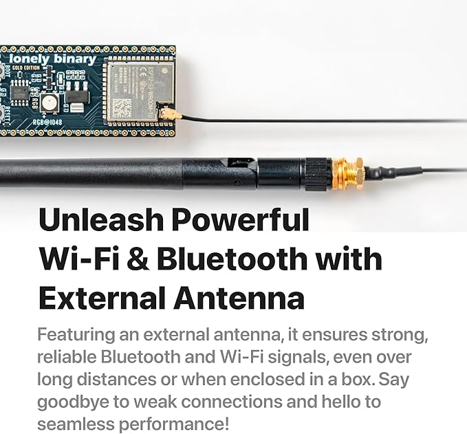 ESP32-S3 Development Board Gold Edition 16MB Flash 8MB PSRAM Dual USB-C IPEX Antenna WiFi Bluetooth for Arduino IoT Projects, MicroPython & ESP-IDF N16R8 (16MB +Antenna Gold Edition)
