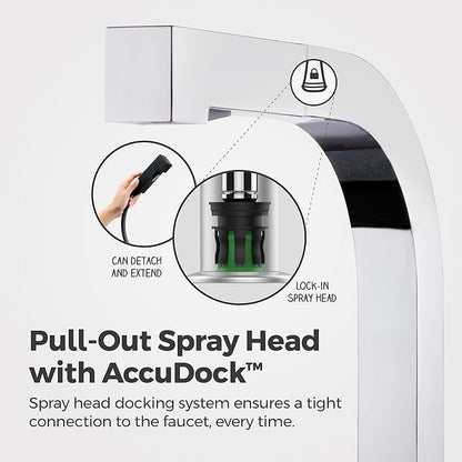 Pfister Arkitek Kitchen Faucet with Pull Out Sprayer, Single Handle, High Arc, Polished Chrome Finish, LG534LPMC