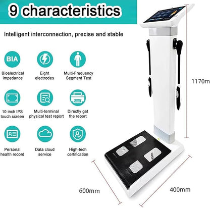 Smart Body Composition Scale with Printer & 8 Electrodes - Multi-Frequency BIA Technology Analyzes 40 Health Data Points,HD Touch Screen for Fitness Centers